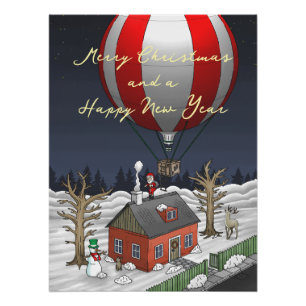 Póster Globo aerostático de Santa