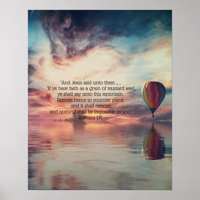 Póster Globo aerostático inspirador versículo de la Bibli (Frente)