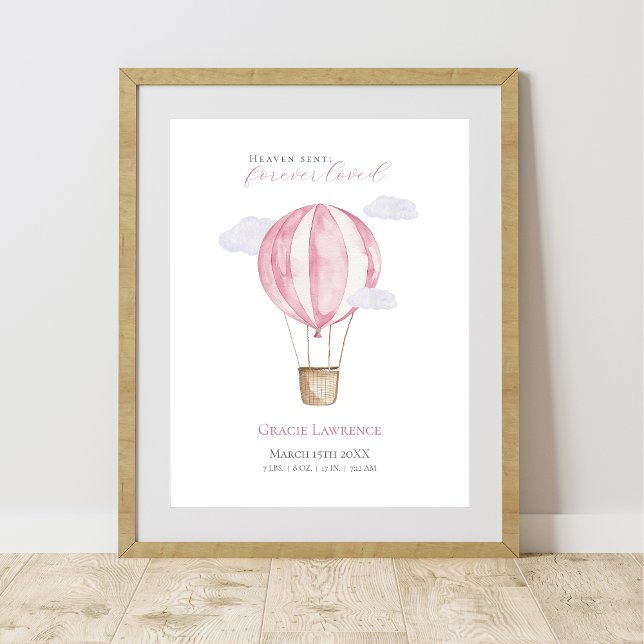 Póster Globo Aerostático Rosa Acuarela para Cuarto de Beb (Subido por el creador)