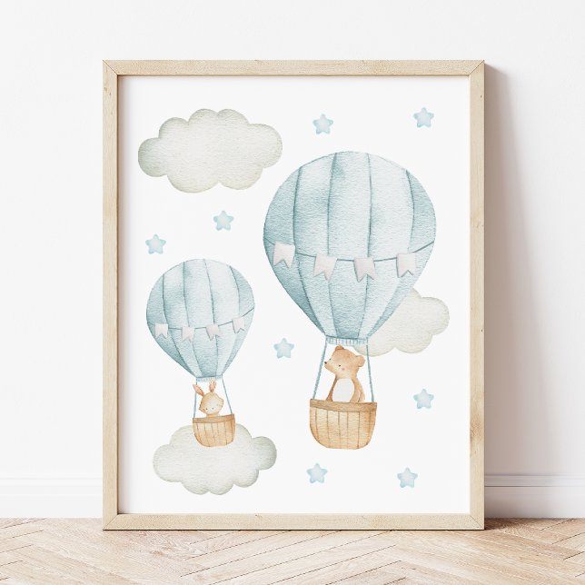 Póster Globo azul de aire caliente, oso, conejito, guarde (Subido por el creador)