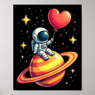 Póster Globo cardíaco de astronauta espacial día de San V
