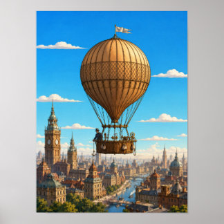 Póster Globo Científico Montgolfier Sobre Londres