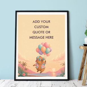 Póster Globo con cita personalizada Aloha Capybara Animal