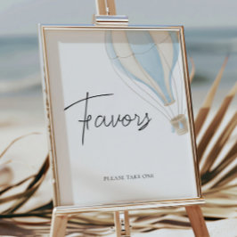 Póster Globo de aire caliente azul Baby Shower favorece e