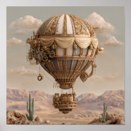 Póster Globo de aire caliente de Steampunk