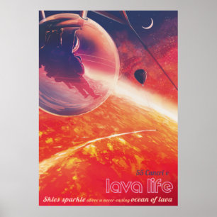 Póster Globo de aire caliente extremo sobre el paisaje vo