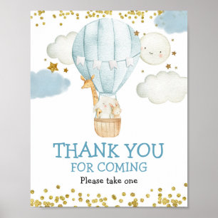 Póster Globo de aire caliente Gracias por venir Rótulo Fa