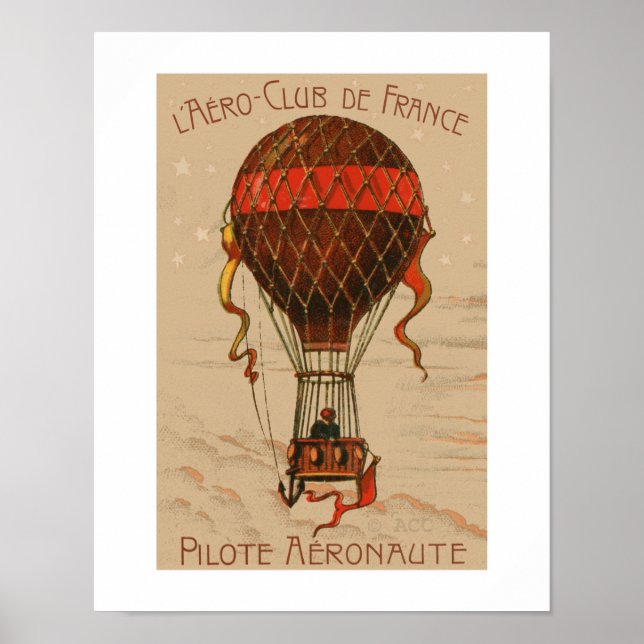 Póster Globo de aire caliente L'Aero-Club de France (Frente)