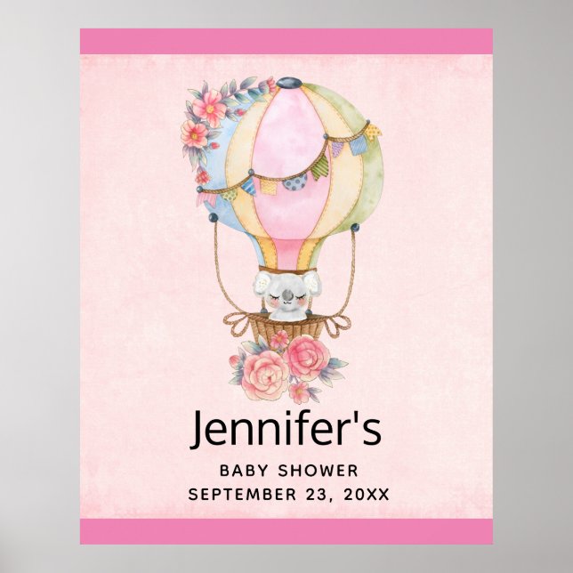 Póster Globo de aire caliente lindo con Poster de acuarel (Frente)