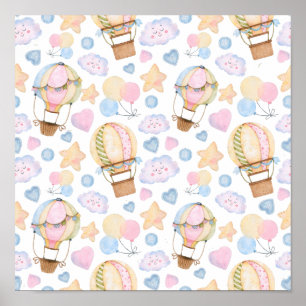 Póster Globo de aire caliente Modelo acuático sinusal