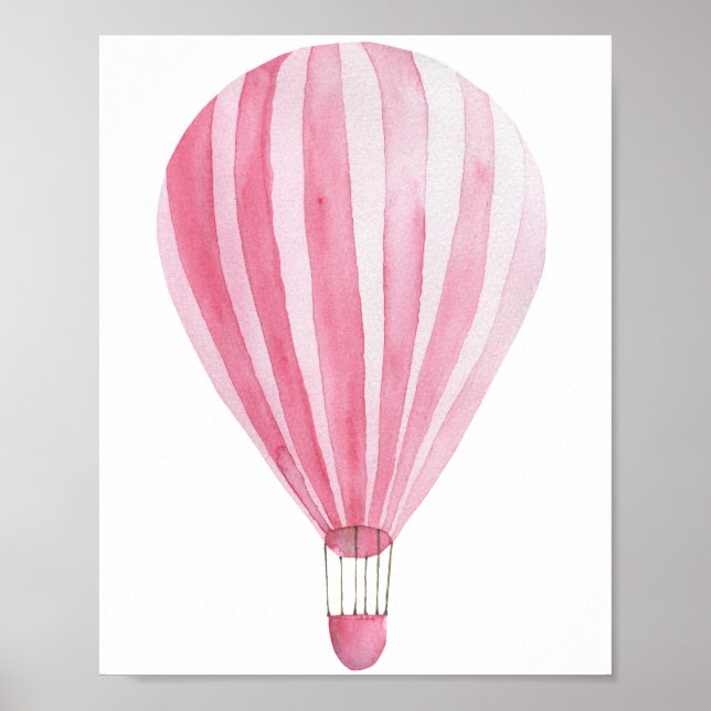 Póster Globo de aire caliente rosa - aerostático (Frente)