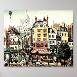 Póster Globo de aire caliente sobre la ciudad antigua