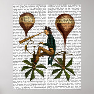 Póster Globo de aire caliente Voyage A La Lune