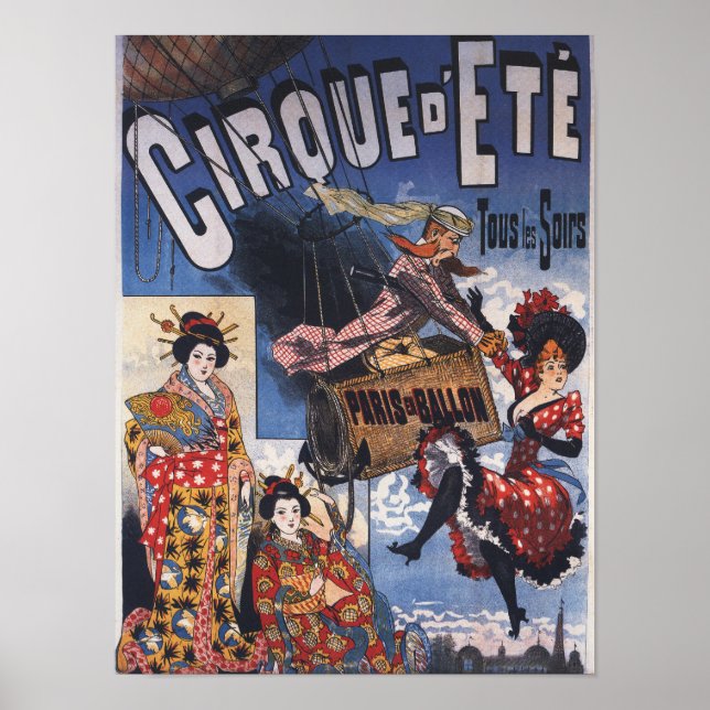 Póster Globo de aire caliente y Poster de damas japonesas (Frente)