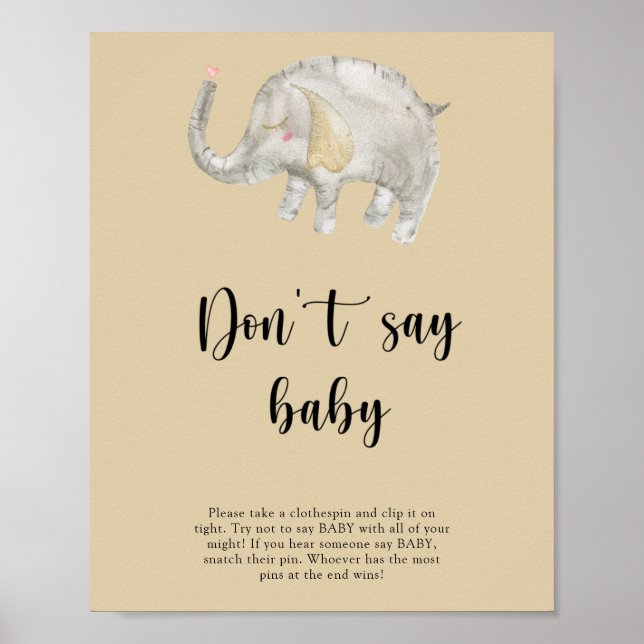 Póster Globo de elefante - No digas bebé (Frente)