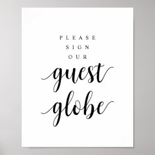 Póster Globo de Invitados de Boda Rústica Moderna