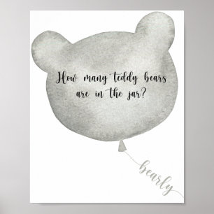 Póster Globo de oso adivina cuántos osos de peluche cart