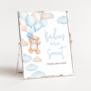 Póster Globo de oso azul Baby Shower Los bebés son dulces