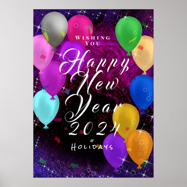 Póster Globo del Año Nuevo Feliz (Frente)