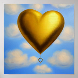 Póster Globo Gold Heart en el Poster Sky