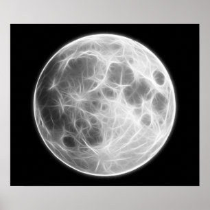 Póster Globo lunar del planeta de la Luna Llena