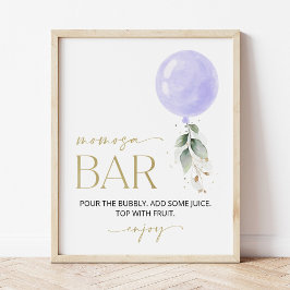 Póster Globo morado, eucalipto, vegetación, bar Momosa