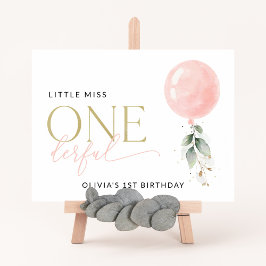 Póster Globo rosa, vegetación, bienvenida de primer cumpl