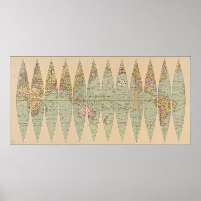 Póster Globo terrestre desestructurado (1887) (Frente)