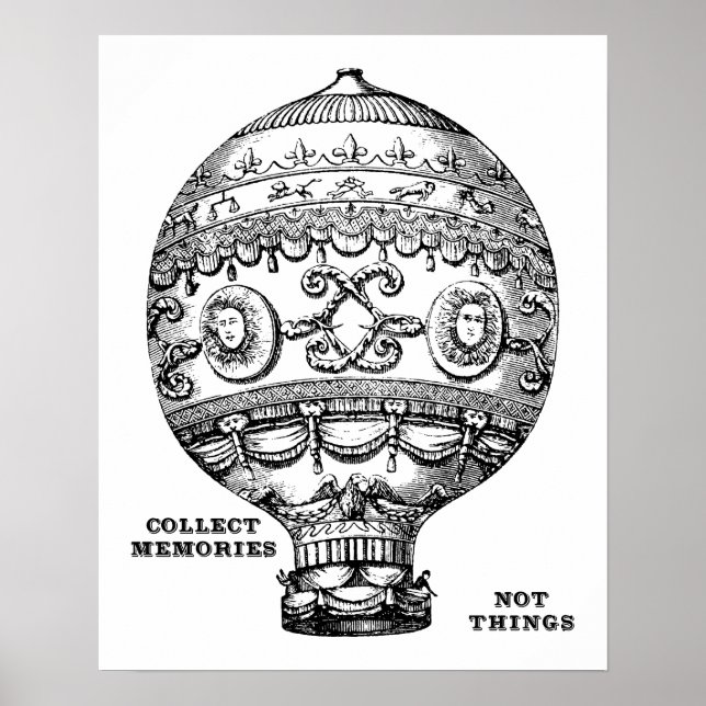 Póster Globo Vintage de aire caliente (Frente)