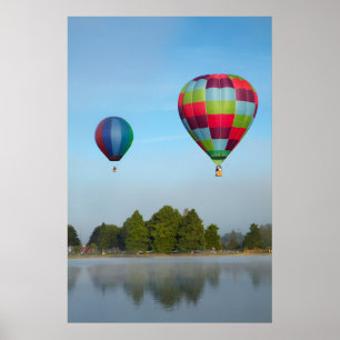 Póster Globos aerostáticos sobre un lago, NZ