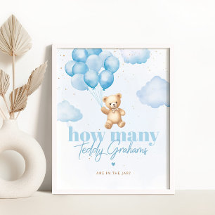 Póster Globos azules Cuántos grahams de peluche