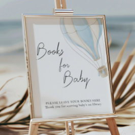 Póster Globos Azules De Aire Caliente Baby Shower Libros