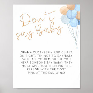 Póster Globos azules no dicen Rótulo bebé