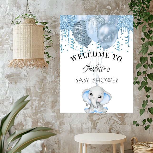 Póster Globos blancos azules de elefante de Baby Shower (Subido por el creador)