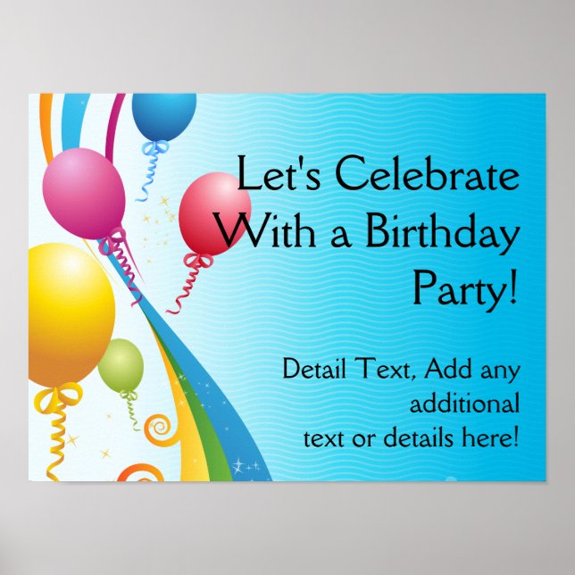 Póster Globos coloridos | Cintas de rizo (Frente)