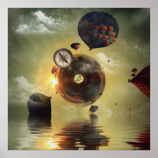 Póster Globos de aire caliente agujero negro vórtice (Frente)