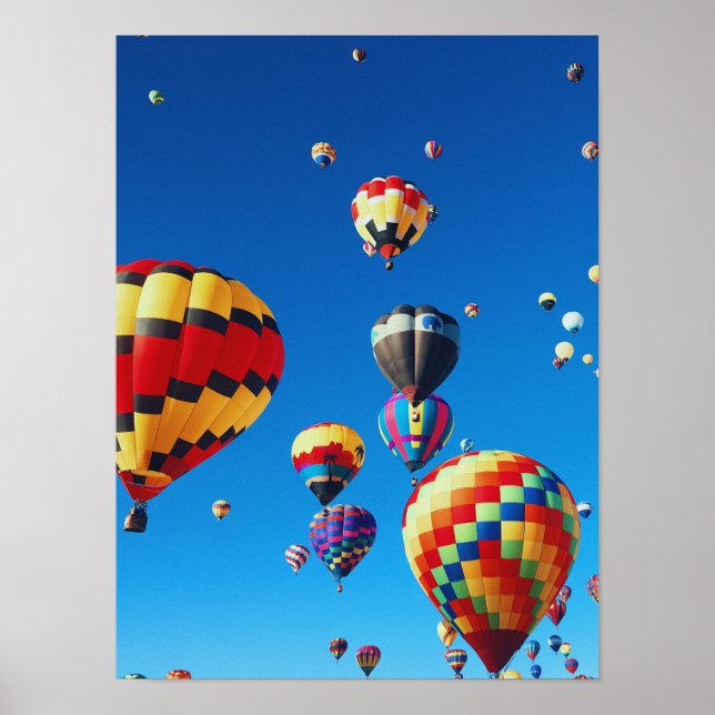 Póster Globos de aire caliente Albuquerque NM Blue Sky (Frente)