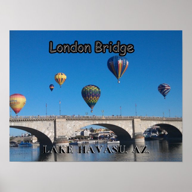 Póster Globos de aire caliente sobre el puente de Londres (Frente)