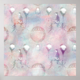 Póster Globos de aire caliente Steampunk   Vintage Femini