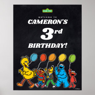 Póster Globos de bienvenida del tercer cumpleaños de amig