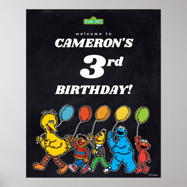 Póster Globos de bienvenida del tercer cumpleaños de amig (Frente)
