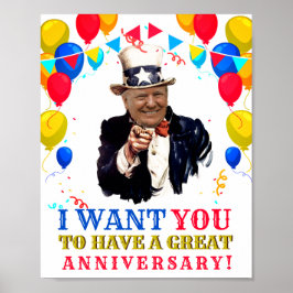 Póster Globos de celebración del aniversario de Donald Tr