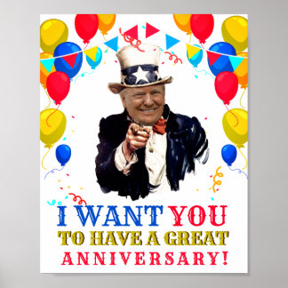 Póster Globos de celebración del aniversario de Donald Tr