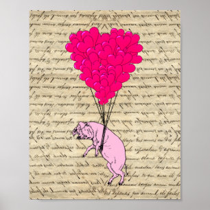 Póster Globos de cerdo y corazón