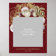 Globos de cumpleaños 16 dorados dulces Prop de fot