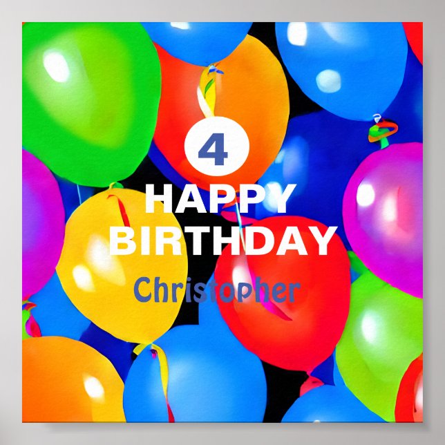 Póster Globos de cumpleaños coloridos (Frente)