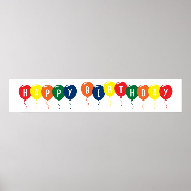 Póster Globos de cumpleaños felices (Frente)