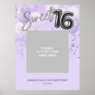 Póster Globos de Dulce Cumpleaños 16 Plateado Prop Foto A