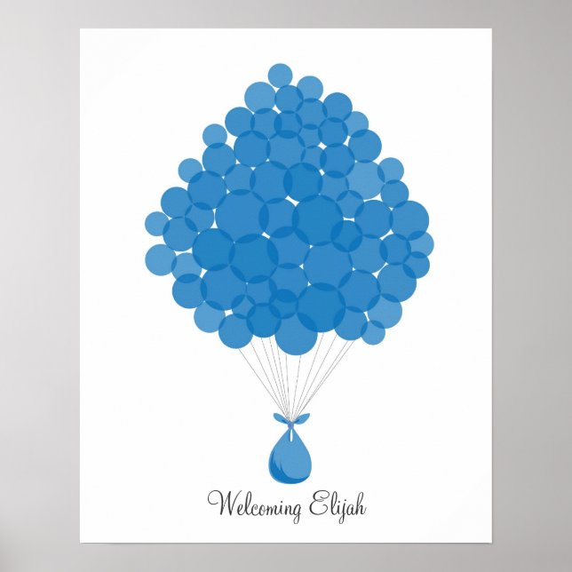 Póster Globos de firma para bebés - Azul (Frente)