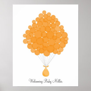 Póster Globos de firma para bebés - Naranja
